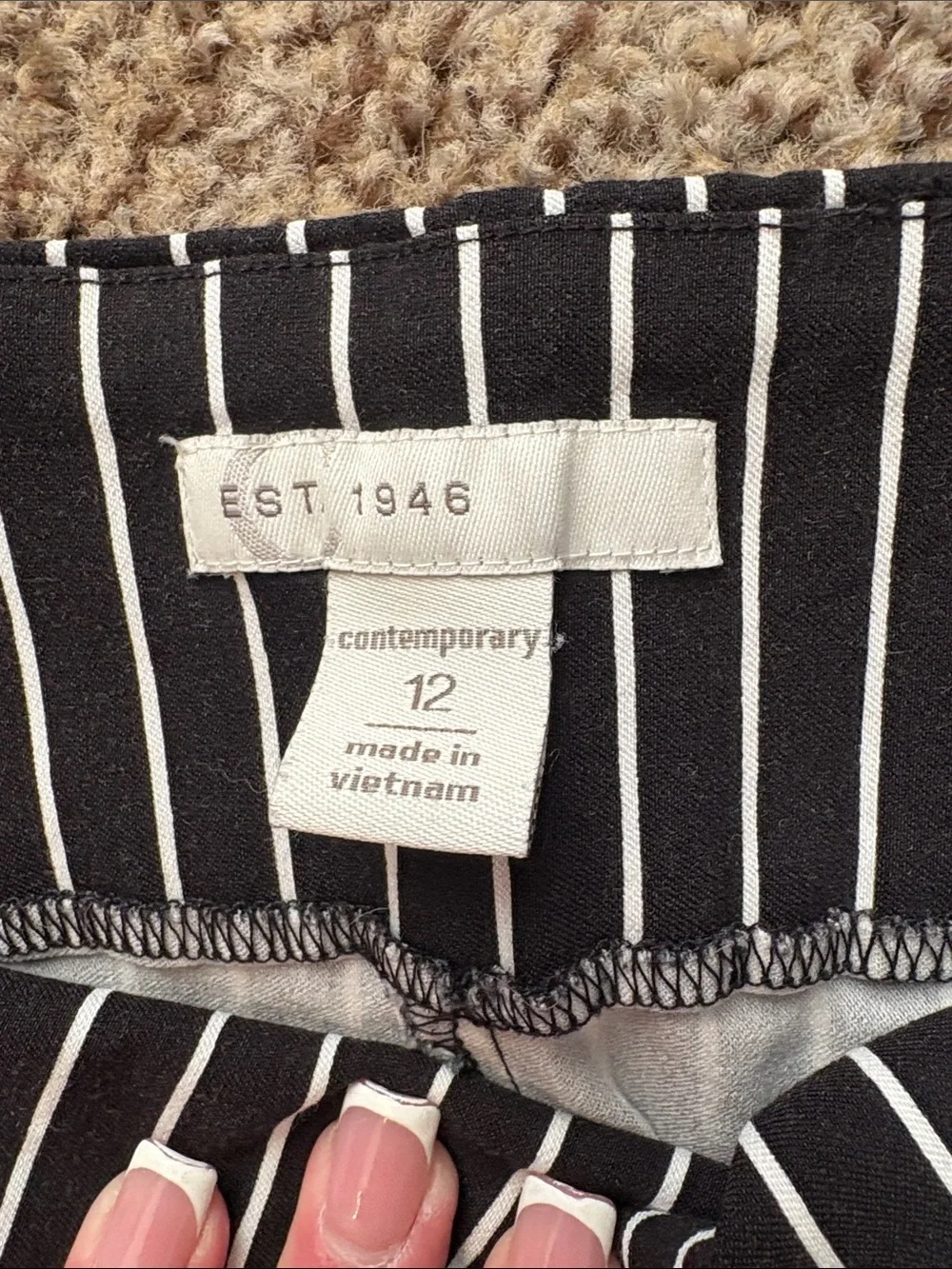 Cato Black Pinstripe Tapered Chinos